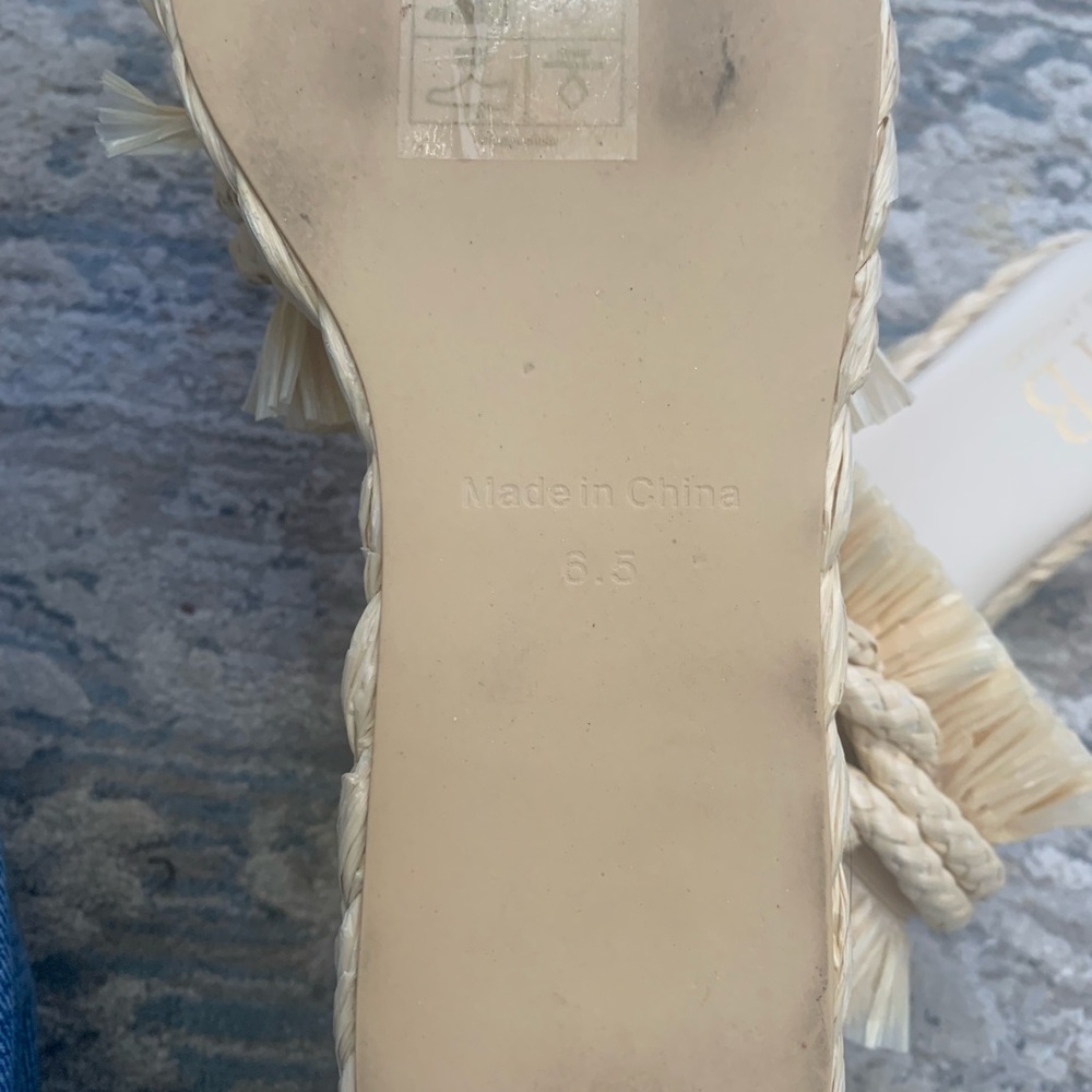 Chic Cream Fringe Espadrille Slides - Picture 4 of 4
